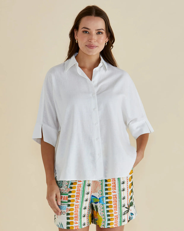 Betty Basics Lynwood Linen Shirt - White