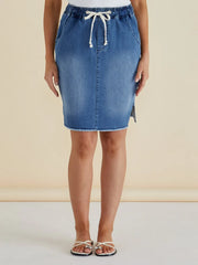 Betty Basics Augie Denim Skirt - Denim Blue
