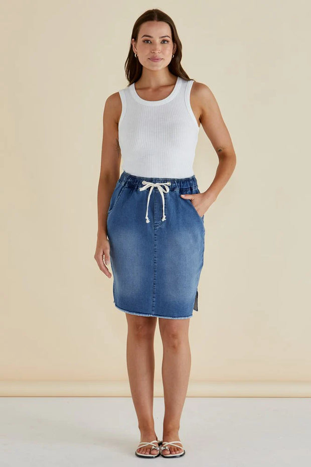 Betty Basics Augie Denim Skirt - Denim Blue
