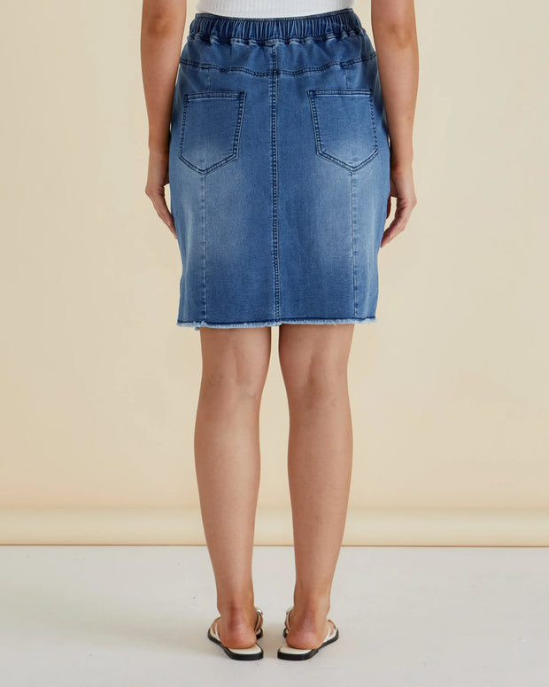 Betty Basics Augie Denim Skirt - Denim Blue