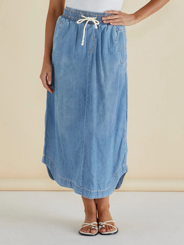Betty Basics Brunch Denim Skirt - Oasis Blue