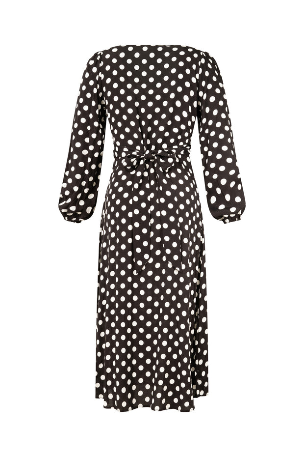 Lemon Tree Sabrina Dress - Latte Polkadot