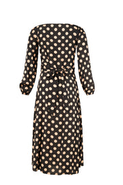 Lemon Tree Sabrina Dress - Latte Polkadot