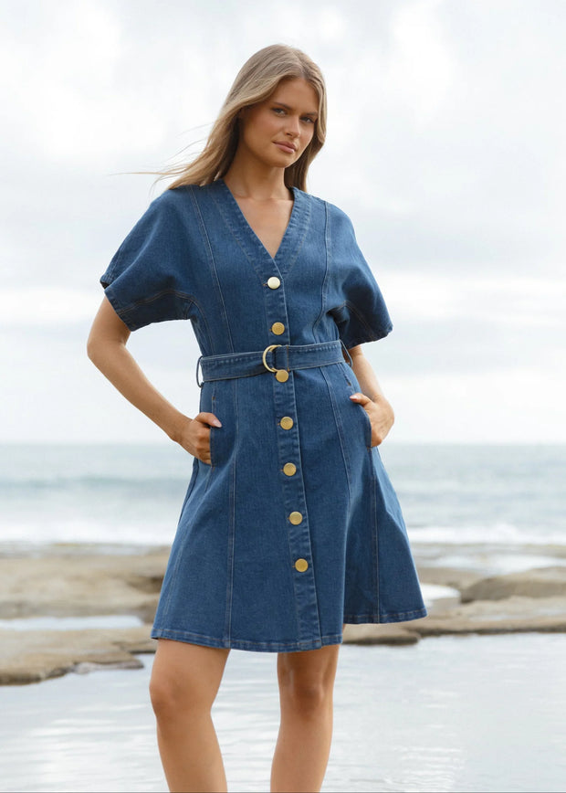 Betty Basics Fiori Denim Dress - Mid Wash