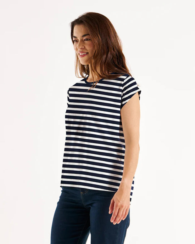 Betty Basics Michaela Top - Navy Stripe