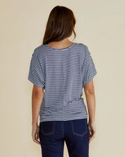 Betty Basics Maui Tee - Navy Blue/White Stripe