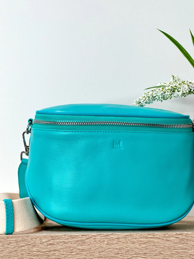 Lemon Tree Dani Leather Bag - Blue Lagoon With Natural Strap