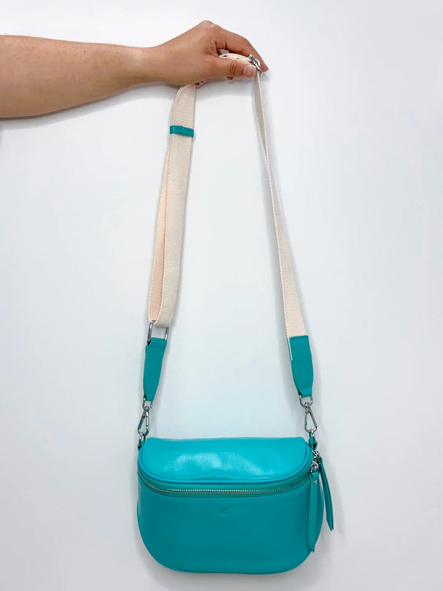 Lemon Tree Dani Leather Bag - Blue Lagoon With Natural Strap