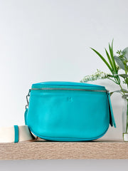 Lemon Tree Dani Leather Bag - Blue Lagoon With Natural Strap