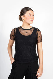 Antler NZ Bow Mesh Top - Black