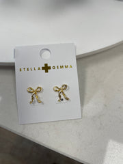 Stella + Gemma Bow Ribbon Earrings - Gold & Silver Gold