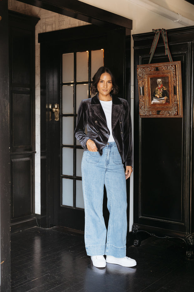 et alia Ashton Blazer - Slate Vintage Velvet