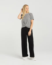 et alia Twist Tee - Monochrome Stripe
