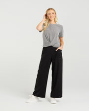 et alia Twist Tee - Monochrome Stripe