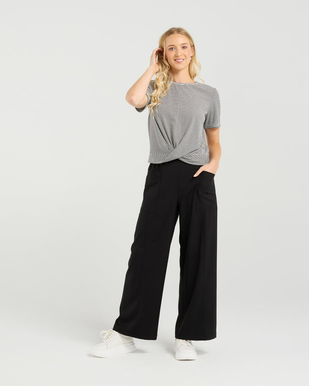 et alia Twist Tee - Monochrome Stripe