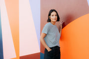 et alia Twist Tee - Monochrome Stripe