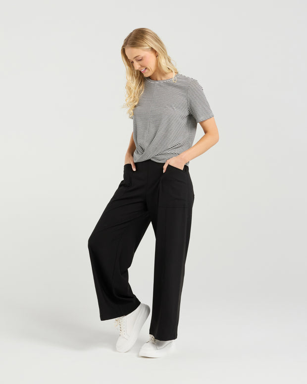 et alia Twist Tee - Monochrome Stripe