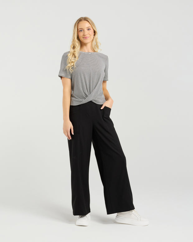 et alia Twist Tee - Monochrome Stripe