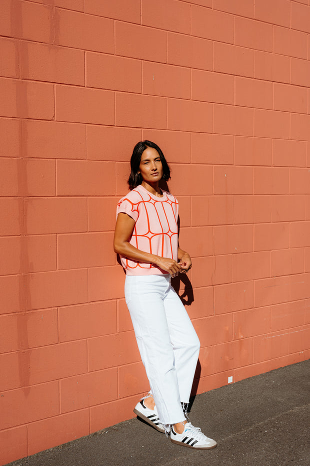 et alia Sedgewick Knit - Blush Trellis