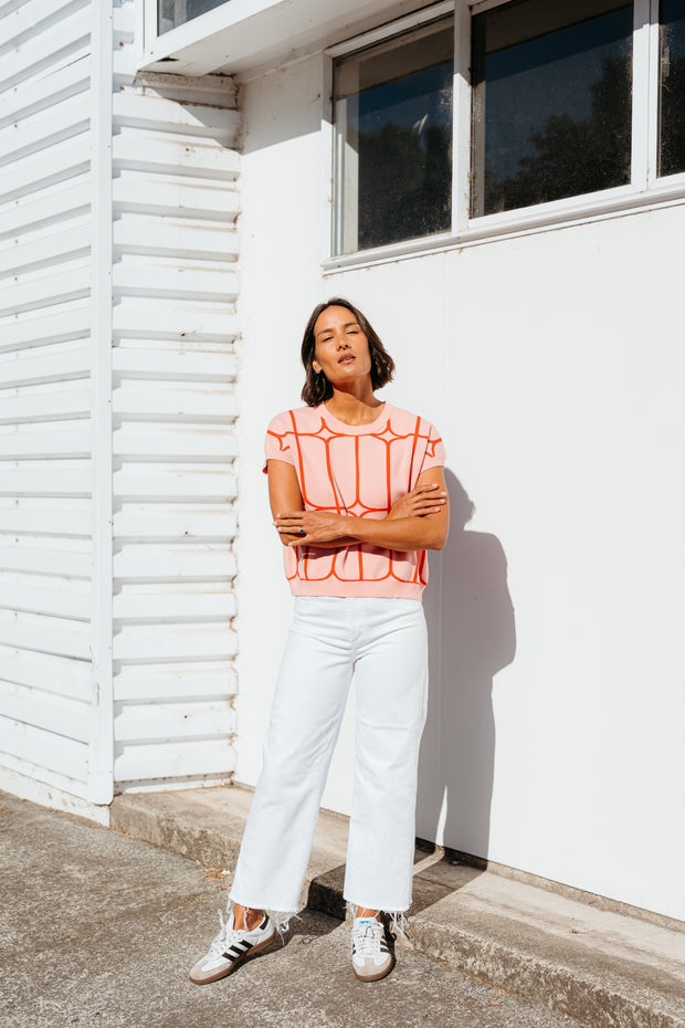 et alia Sedgewick Knit - Blush Trellis