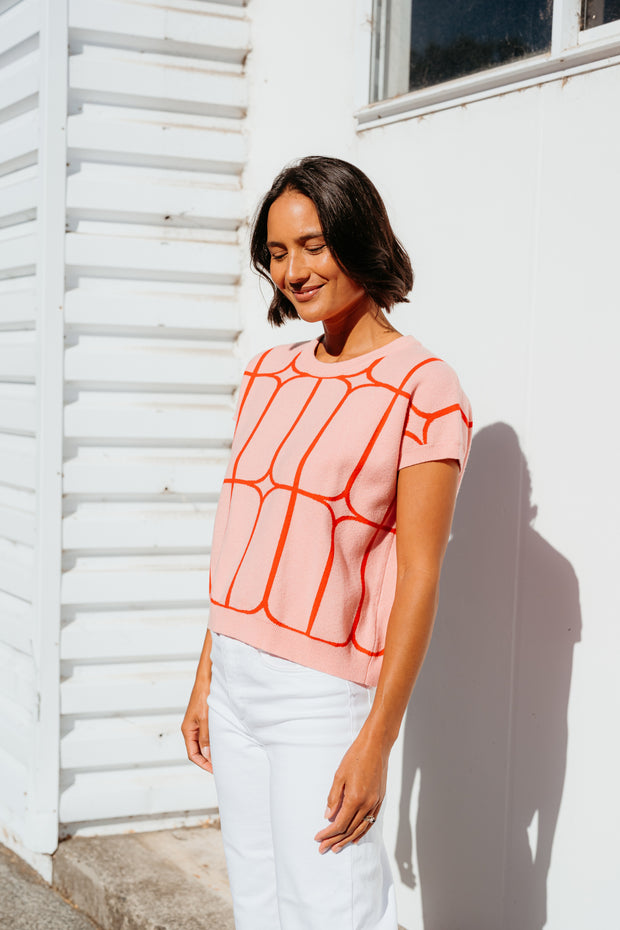 et alia Sedgewick Knit - Blush Trellis
