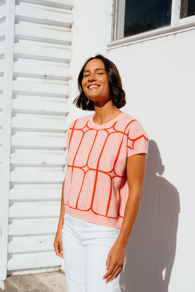 et alia Sedgewick Knit - Blush Trellis