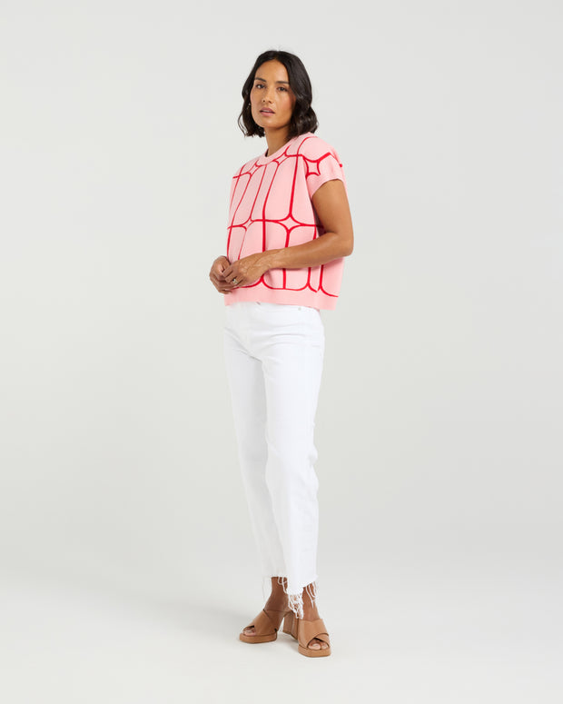 et alia Sedgewick Knit - Blush Trellis