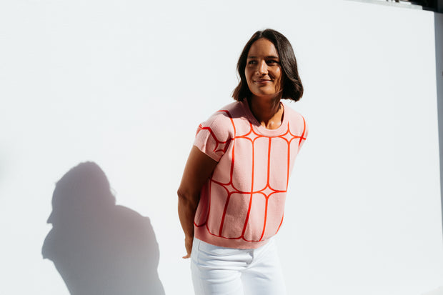 et alia Sedgewick Knit - Blush Trellis