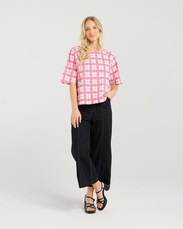 et alia Mila Top - Pink Gridlock