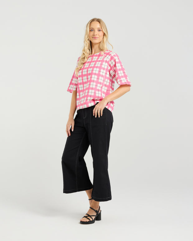 et alia Mila Top - Pink Gridlock