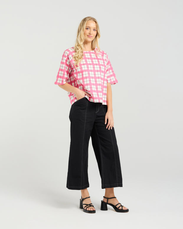 et alia Mila Top - Pink Gridlock