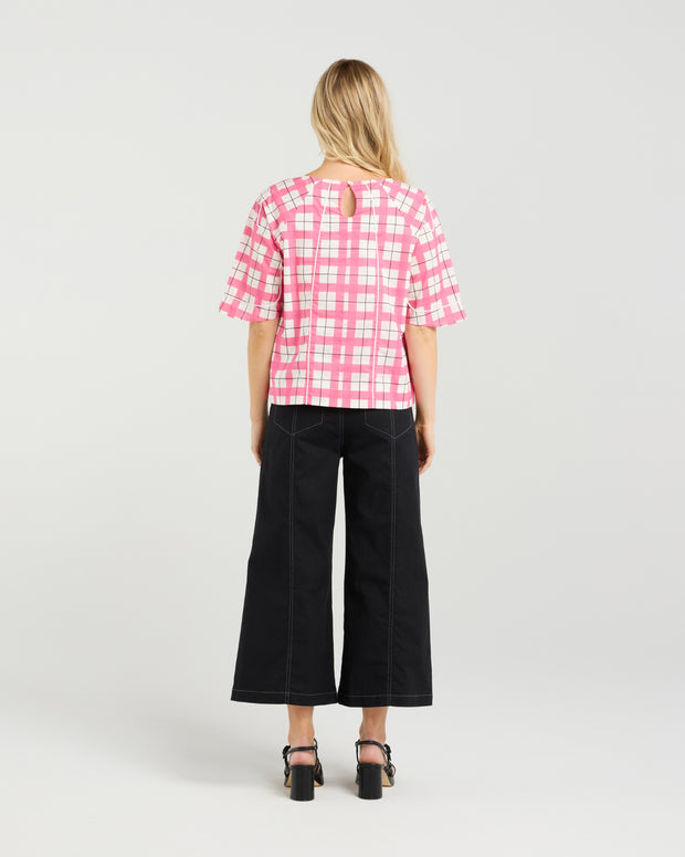 et alia Mila Top - Pink Gridlock