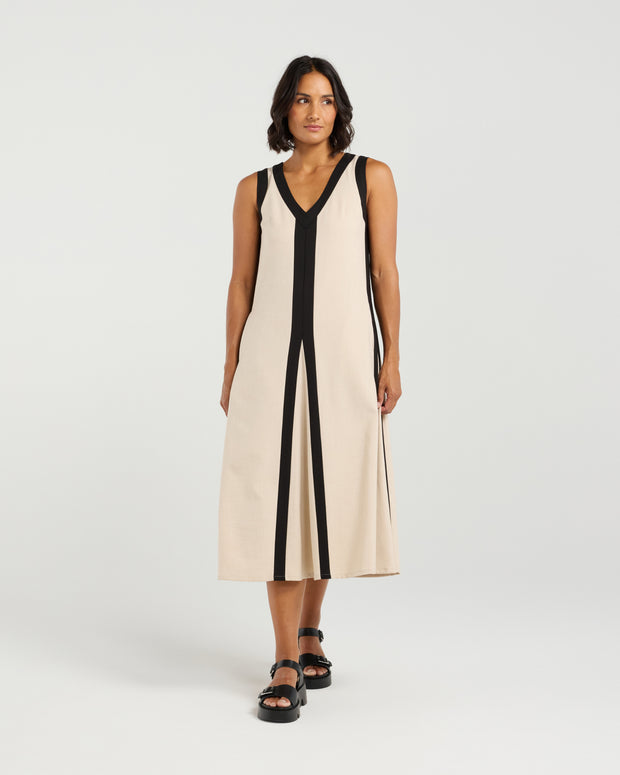 et alia Edie Dress - Taupe Lines