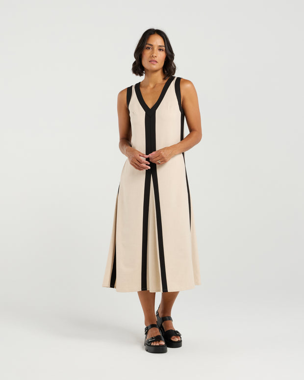 et alia Edie Dress - Taupe Lines
