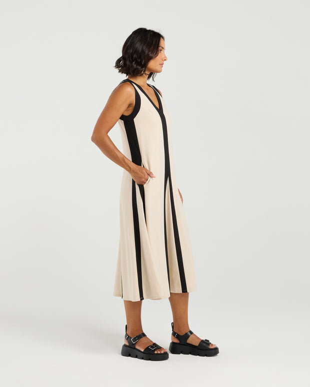et alia Edie Dress - Taupe Lines