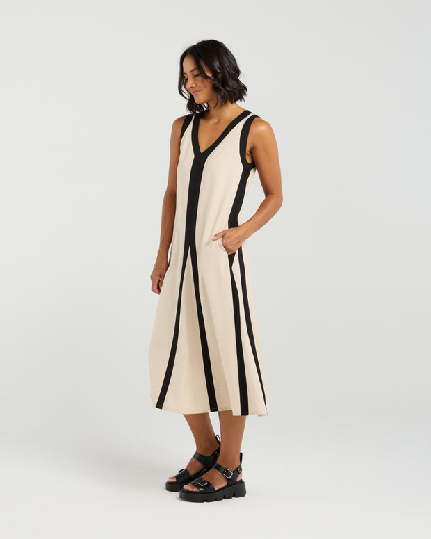 et alia Edie Dress - Taupe Lines