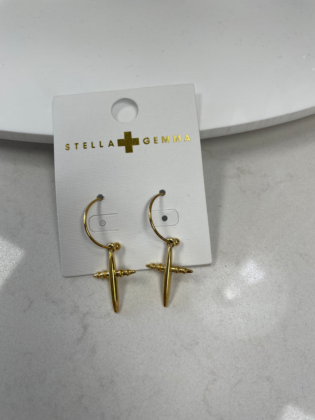 Stella + Gemma Hoop With Dangle Cross - Gold & Silver Gold