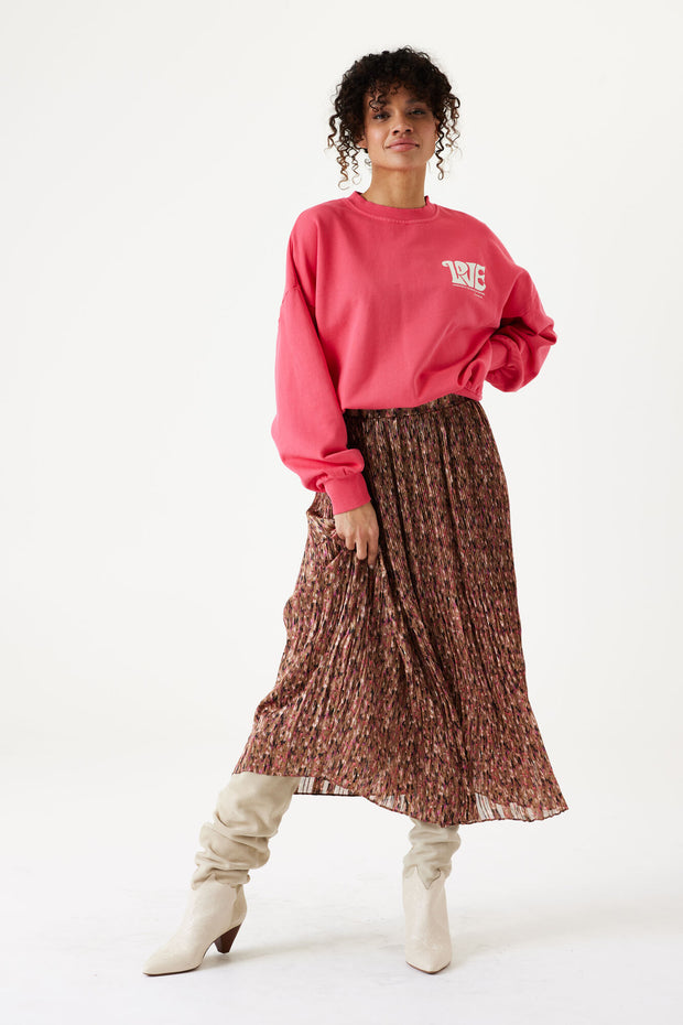Garcia Ladies Midi Pleated Skirt - Golden Brown