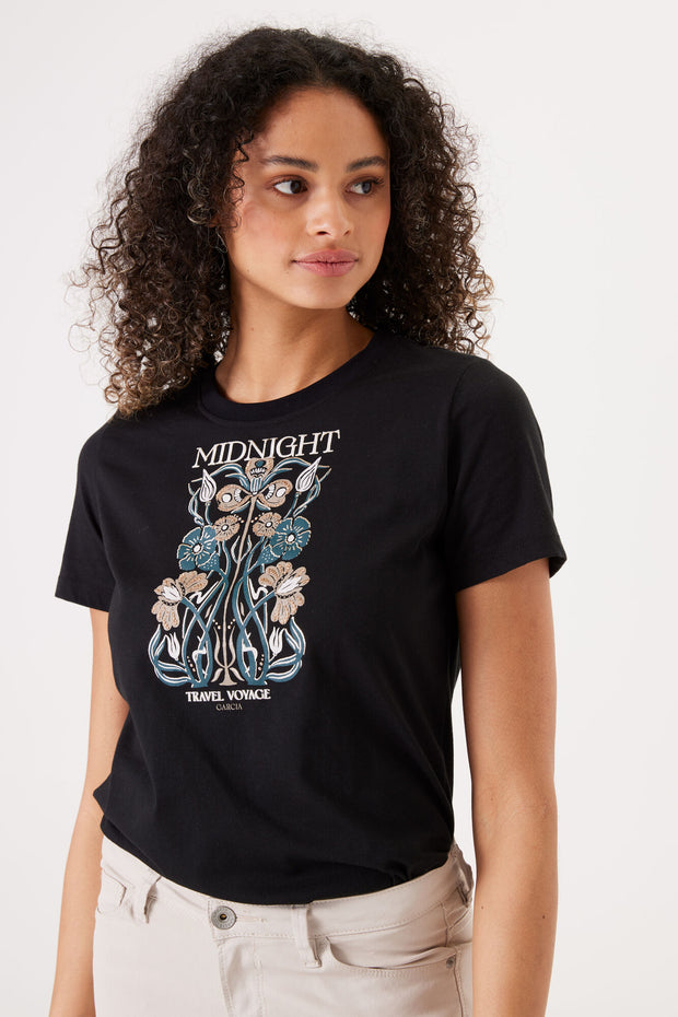 Garcia Ladies Graphic Tee - Black