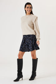 Garcia Ladies Mini Skirt - Black Storm Print