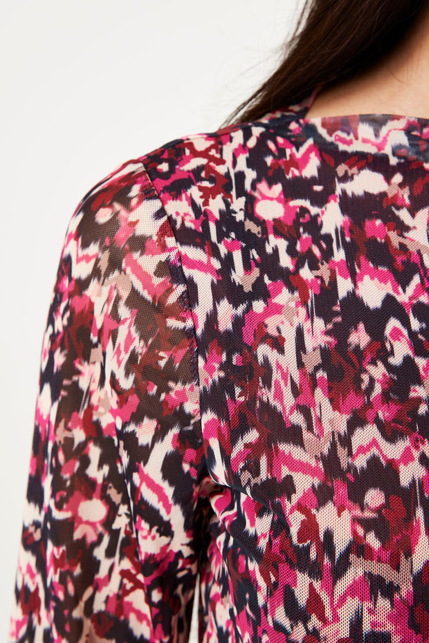 Garcia Millie Mesh Top - Cabernet Print