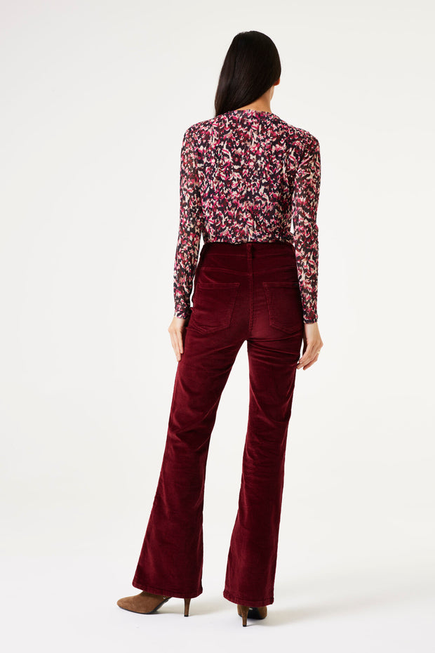 Garcia Millie Mesh Top - Cabernet Print