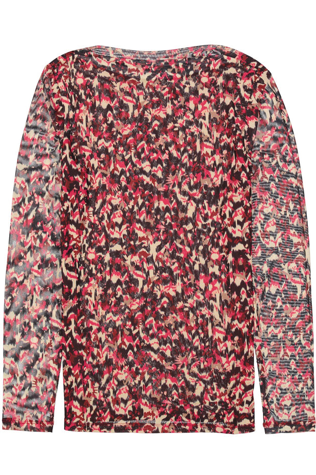 Garcia Millie Mesh Top - Cabernet Print