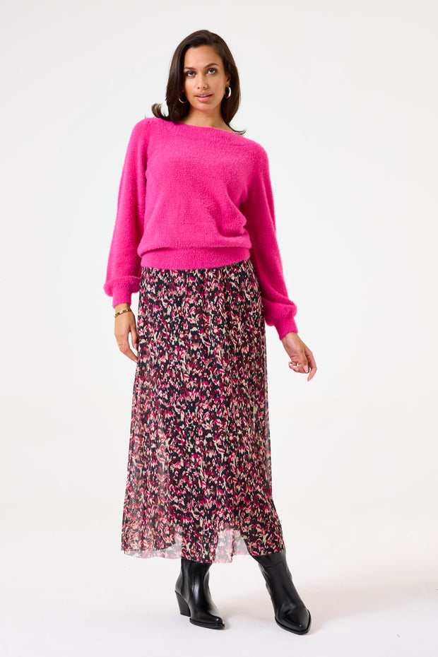 Garcia Megan Pleated Midi Skirt - Cabernet Print