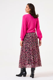 Garcia Megan Pleated Midi Skirt - Cabernet Print