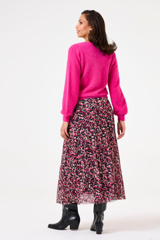 Garcia Megan Pleated Midi Skirt - Cabernet Print