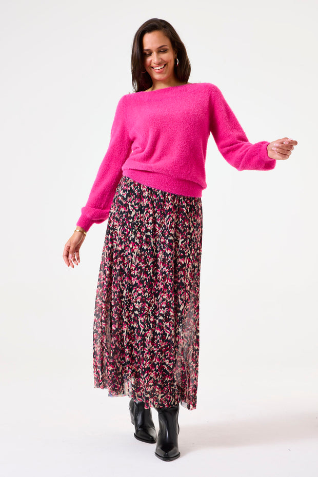 Garcia Megan Pleated Midi Skirt - Cabernet Print
