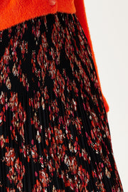 Garcia Ruby Pleated Midi Skirt - Black Print