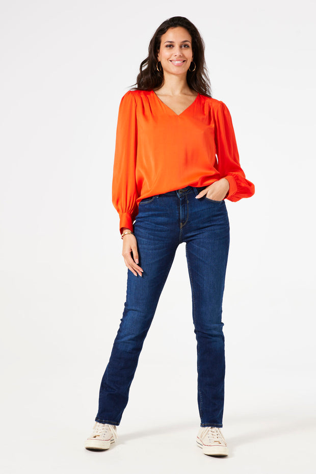 Garcia V-neck Satin Blouse - Flame Scarlet