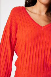 Garcia V-Neck Knit - Flame Scarlet